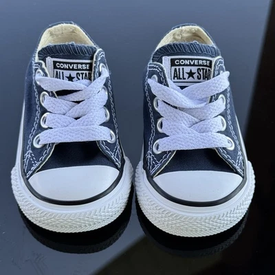 Zapatillas Converse Infantil Bebé Talla 2 Azul Lona All Star Parte Superior Baja Con Cordones Foto 1 de 4
