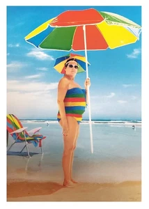 Tarjeta de felicitación de cumpleaños - Sombrilla de playa dama - Imagen 1 de 2