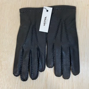 NEU! Hestra Herren Gr. 9 • schwarze Hirschlederhandschuhe • klassischer Luxus • Wolle gefüttert - Bild 1 von 10
