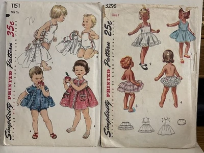 Simplicity Printed Patterns #’s 1151 & 3296. Sizes 1/2 & 1. Baby Clothes/Dresses - Image 1 of 4