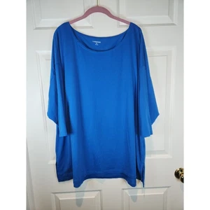 Women's sz 3X Blue 3/4 Sleeved Shirt Top by Lands End - Picture 1 of 7