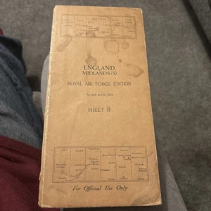 England- Midlands (S) Official Military ROYAL AIR FORCE EDITION 8 Cloth Map 1937 - Picture 1 of 7