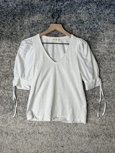 Nation LTD Shirt Womens Small Puff Sleeve V Neck Tie Detail Los Angeles Boutique - Picture 1 of 6