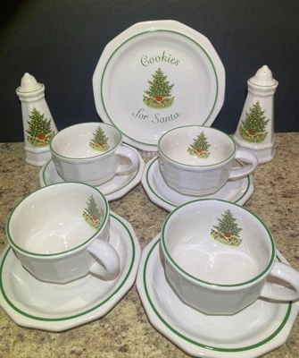 Pfaltzgraff Christmas Heritage Stoneware Lot Cups S&P Shakers Cookie Plate READ - Image 1 of 4