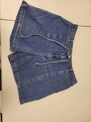 Carolina Blues 牛仔短裤女式 18W 大码蓝色牛仔抽绳 — 第 1/4 张图片