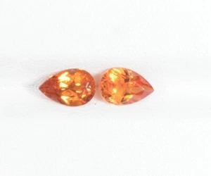 3.34  ct TOP LUSTROUS FANTA ORANGE NATURAL SPESSARTITE GARNET  Pear Pair C  VDO - Picture 1 of 2