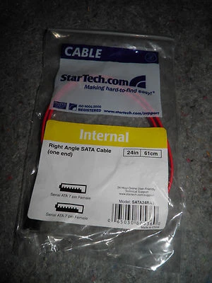 Startech SATA24RA1 24in 61cm Right Angle SATA Red Serial ATA 7 pin Cable NEW - Image 1 of 2