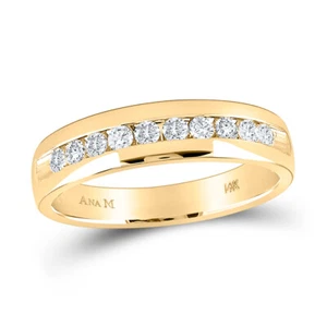 14kt Yellow Gold Mens Round Diamond Wedding Machine-Set Band Ring 1/2 Cttw - Picture 1 of 4