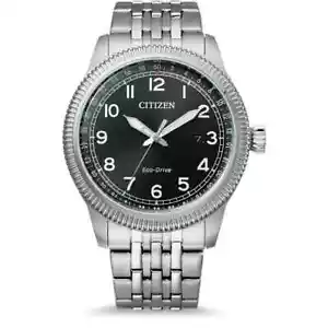 Orologio Citizen Eco-Drive Uomo Acciaio Inox 43mm 100M W.R. Con Funzione Data - Foto 1 di 1