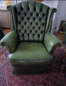 Chesterfield Ohrensessel "Kelso" - original englischer Massivholz Sessel - Bild 1 von 10