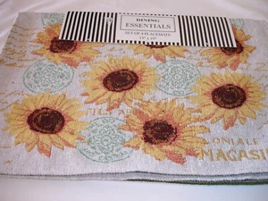 New! S/4 Tapestry Floral Sunflowers Sunflower Placemats Set Kitchen Placemats - Picture 1 of 6