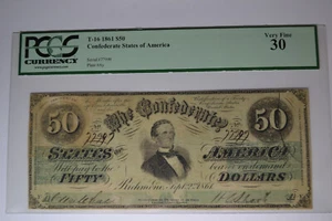 T16 $50 1861 PF-15 Cr. 92. PCGS Very Fine 30. - Picture 1 of 2