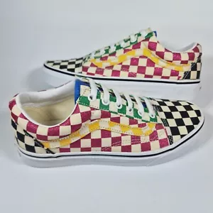 Vans Trainers Womens Size 5 Old Skool Skate Glitter Check Low Multicolour Shoes - Picture 1 of 20