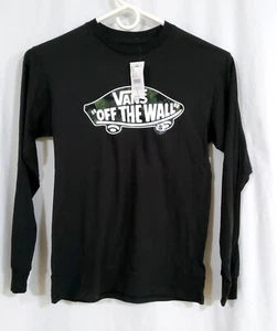 NUOVA T-shirt uomo Vans Off The Wall nera cotone manica lunga logo - taglia S - Foto 1 di 4