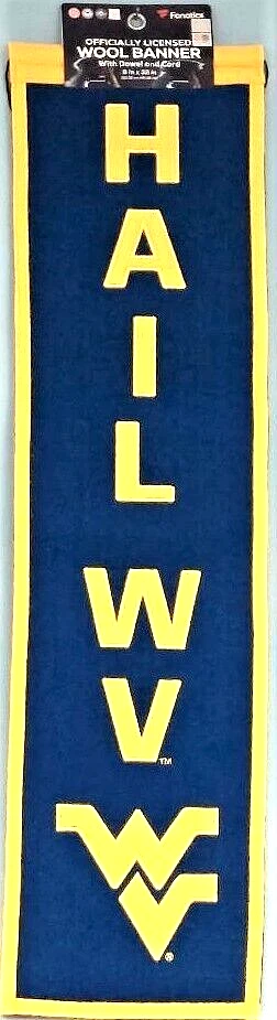 West Virginia Mountaineers Slogan Banner "Hail WV" 8 inch x 32 inch - Fanatics - Image 1 of 1