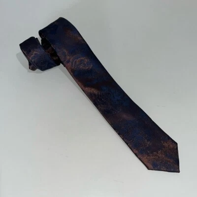 Ted Baker London Men's One Size Navy Bronze Floral Jacquard Silk Slim Neck Tie - Image 1 of 4