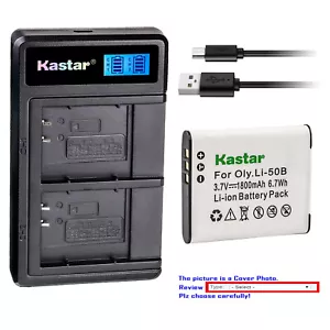 Kastar Battery LCD Dual Charger for Olympus Genuine Li-50B Battery & OEM LI-50C - Picture 1 of 12