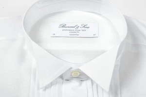 Smokinghemd Herrenhemd Bosweel Biese weiss Kläppchen extra langer Arm - Bild 1 von 4