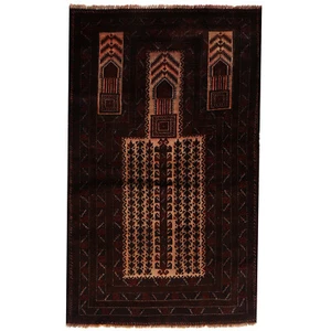 Alfombra tradicional de oración hecha a mano alfombra de lana de área nómada 3'x4'9 pies - G16158 - Imagen 1 de 2