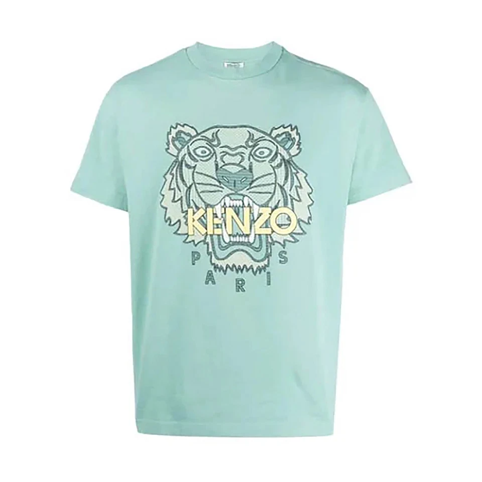 Kenzo Men's Silicone Tiger  Logo T-Shirt FA55TS5114YO Aqua - BRAND NEW WITH TAG - Image 1 of 1