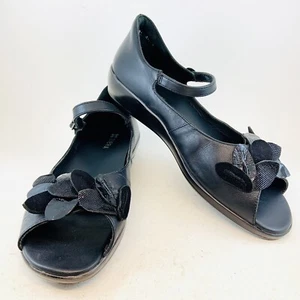 Ziera schwarz Blumen Blütenblatt schwindelerregend offene Zehenpartie Keilabsatz Sandalen 41 10,5 M - Bild 1 von 13