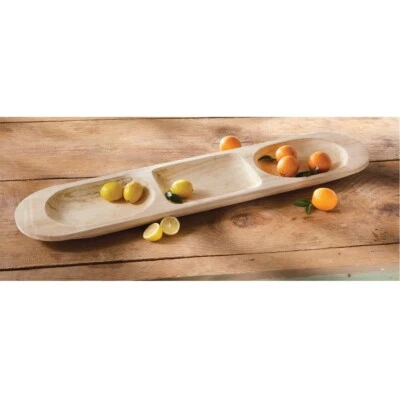 Mud Pie E1 Home Farmstead Paulownia Wood Large Divided Tray 9x41in 40700243 - Image 1 of 3