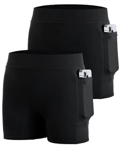 4'' Girl's Volleyball Compression Shorts 2 Pack Spandex Short with Pockets Yo... - Picture 1 of 7