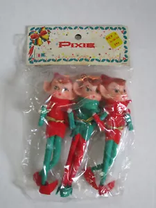 Vintage 1960's Posable Pixies Elves Christmas Ornaments NRFP - Picture 1 of 4