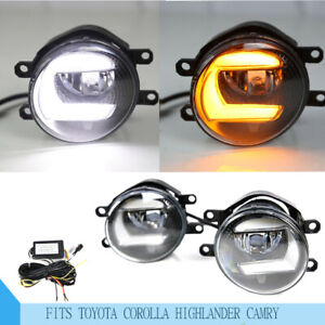 Pair Fits Toyota Corolla Highlander Camry Bumper LED Fog Lights Lamps W/wiring