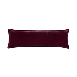 HiEnd Accents Stella Faux Silk Velvet Lumbar Pillow, 14x42 inch, Garnet Red, ... - Picture 1 of 2