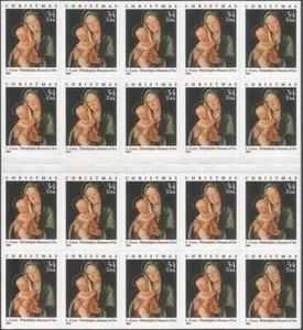Booklet Pane of 20 stamps - Scott 3536a - 34 cent - Christmas - 2001 - MNH - Picture 1 of 1