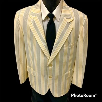 Abrigo Deportivo Harmony HAVANA CUBAN Amarillo Negro Chaqueta a Rayas Blazer Tejido 42 S De Colección Foto 1 de 4