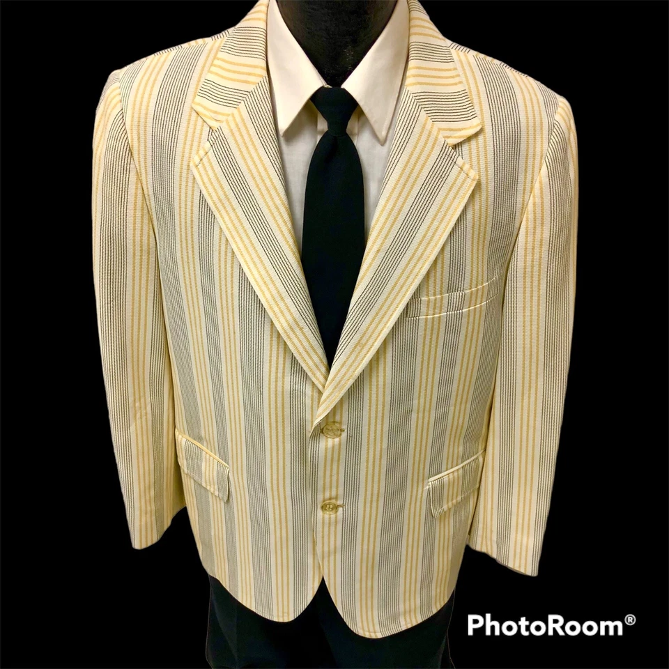 Abrigo Deportivo Harmony HAVANA CUBAN Amarillo Negro Chaqueta a Rayas Blazer Tejido 42 S De Colección Foto 1 de 4