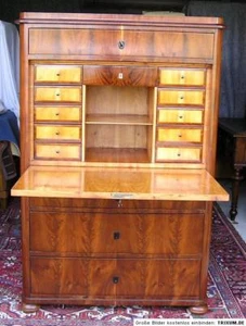 Orig. Klapp-Sekretär- Schreibkommode, Spätbiedermeier um 1860, Luxus-Kabinett - Bild 1 von 6