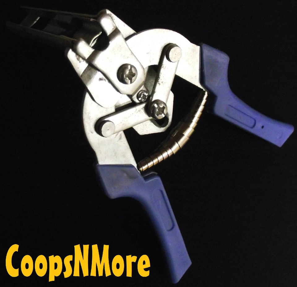 RITE FARM PRODUCTS AUTO FEED HOG RING PLIERS 11/16 = 1/4 CIRCLE POULTRY SHRINK BAG WIRE CAGE PLIERS