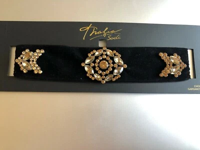 Thalia Sodi Silver-Tone Yellow Crystal Black Choker N59948G $29.50 value NEW! - Image 1 of 2