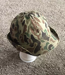 Vintage Camo Bucket Hat Boonie Cap YA Foam Lined Korea Wide Brim Ear Covers M - Picture 1 of 10