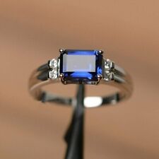 Certified Natural Blue Sapphire 925 Sterling Silver Ring Gift For Free Ship