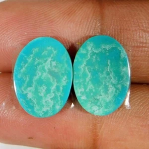 Par Turquesa Tíbet Natural Único 06,70 quilates Piedras preciosas sueltas de cabujón ovalado - Imagen 1 de 3