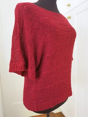 Suéter Apropos Nomadic Trader Rojo Manga Campana 3/4 Cuello Barco Tejido Abierto Nuevo con Etiquetas Mediano Foto 1 de 4