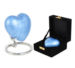 Mini Herz Halter blau kleine Urne für Asche Beerdigung Denkmal Asche Urne Token - Bild 1 von 8