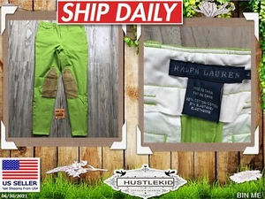 Genuine Ralph Lauren Knee Patch Women Equestrian Horse Riding Green Pants 4🔥MB - Picture 1 of 12