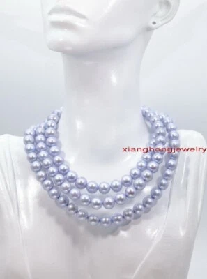 LARGO AAAAA 48"10-11mm Natural Real Mar del Sur Azul GRIS Collar Perla Oro 14K Foto 1 de 4