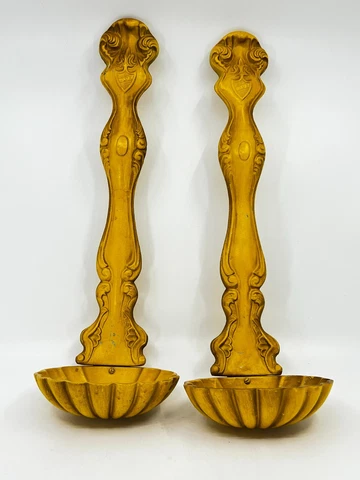 1940’s Wall Sconces Scalloped Oversized Ladle Clam Shells Yellow 16" L Vintage Cover