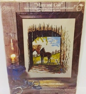 Vintage Paragon Needlecraft Sew Kit Horses Mare & Colt Crewel Cross Stitch 16X20 - Image 1 of 4