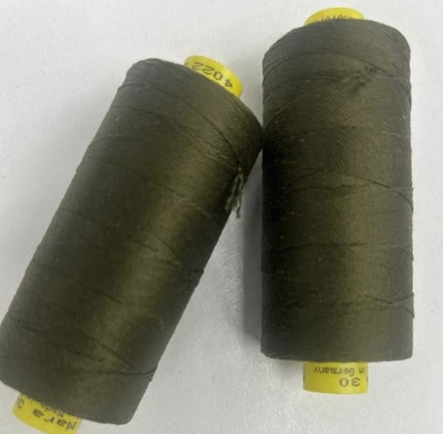 2 GUTERMANN Mara  30 100% POLYESTER sewing  Button thread  Kaki Green Col 4022 - Image 1 of 2