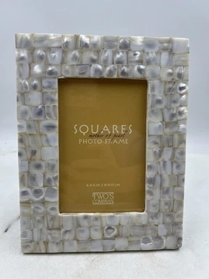 Two's Company Squares Mother of Pearl 4x6 Photo Frame Tabletop Decor - Image 1 of 4
