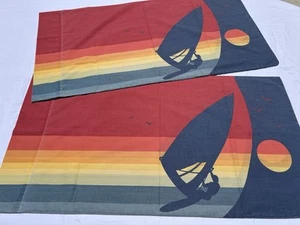2er Set Vintage Pacific Stripe Surfer Rainbow King Kissenbezug Sunset Baumwolle - Bild 1 von 7