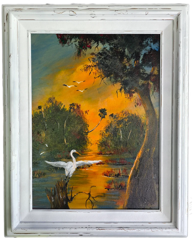 Original Florida Sunset Painting, Florida Highwaymen Style by Rochelle McBride - Image 1 of 2