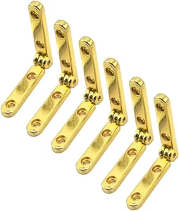 Classic Golden 30*30Mm Mini Jewelry Box Hinges (6 Pack, Zinc Alloy, 90 Degree, S - Picture 1 of 3